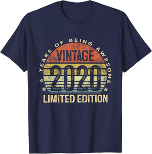 Vintage 2020 Limited Edition 6-Year-Old 6th Birthday T-Shirt - T-Shirt | Navy