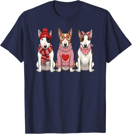 Cute English Bull Terrier Valentine Dog T-Shirt - T-Shirt | Navy