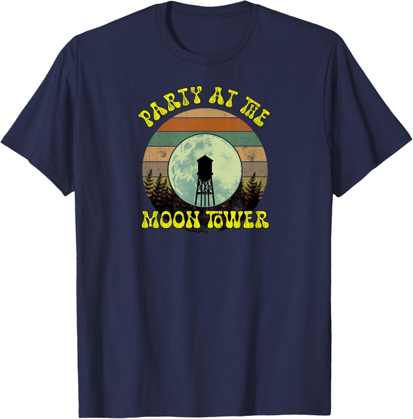 Party at The Moontower Retro Vintage Vibes Party Classic 90s T-Shirt - T-Shirt | Navy