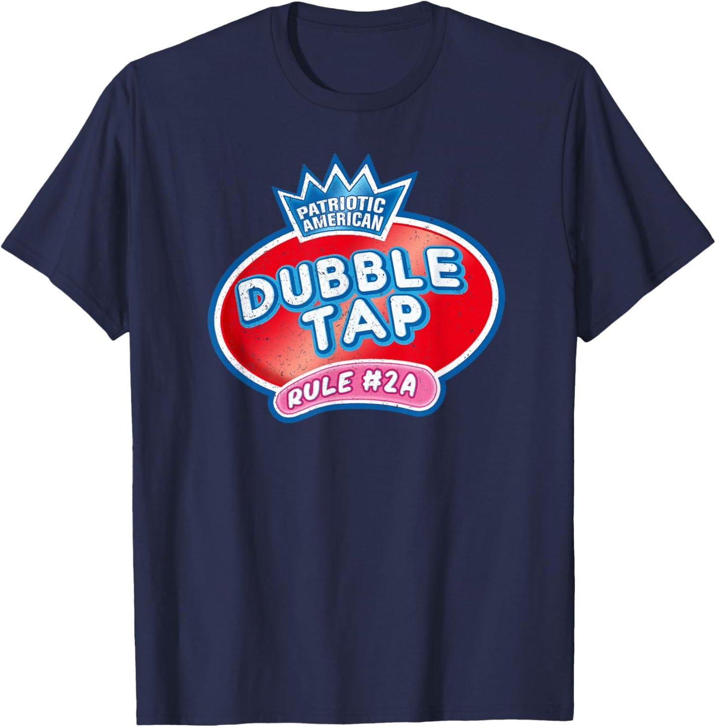 Retro Patriotic American Double Tap Rule 2A Vintage Grunge T-Shirt - T-Shirt | Navy