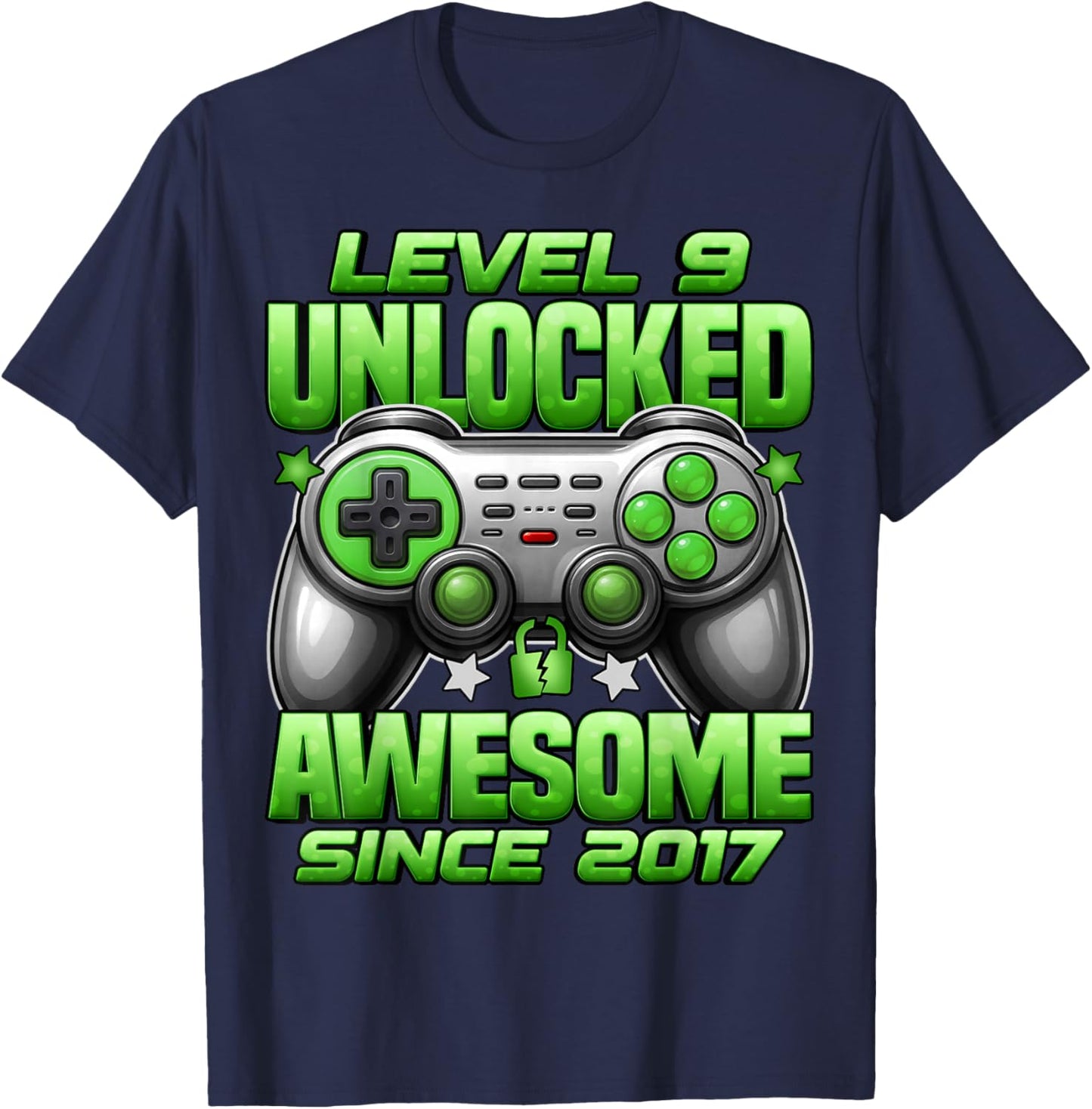 Level 9 Unlocked 9 Year Old Gifts for Boys 9th Birthday Boy T-Shirt - T-Shirt | Navy