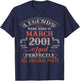 25th Birthday Gift Legend Born in March 2001 25 Yrs Old T-Shirt - T-Shirt | Navy
