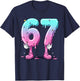 67 Ice Cream Drip (Front) Six Seven Meme for Gen Alpha Kids T-Shirt - T-Shirt | Navy