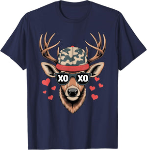 XOXO Valentine Buck Camo Deer T-Shirt - T-Shirt | Navy