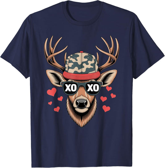 XOXO Valentine Buck Camo Deer T-Shirt - T-Shirt | Navy