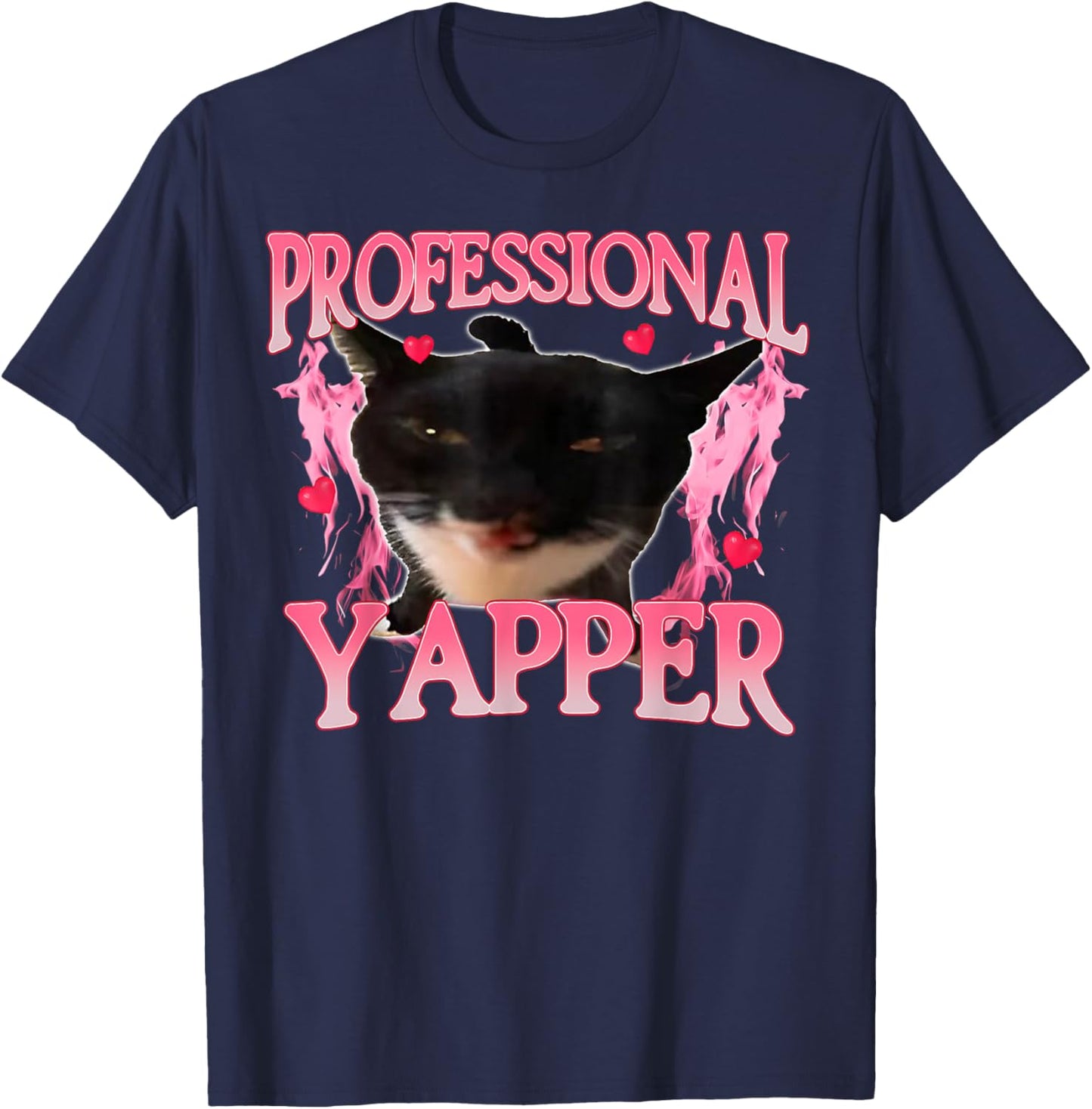 Funny Oddly Specific Dank Professional Yapper Cat Meme T-Shirt - T-Shirt | Navy