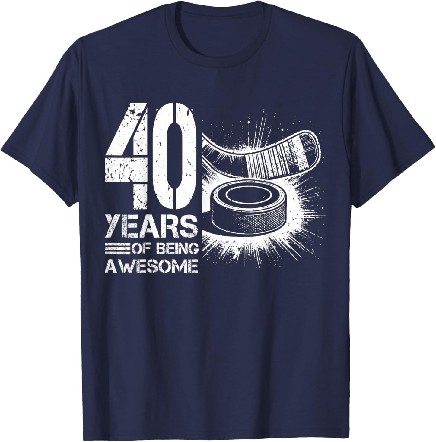 40th Birthday Men Icehockey Player Ice Hockey 40 Years Old T-Shirt - T-Shirt | Navy