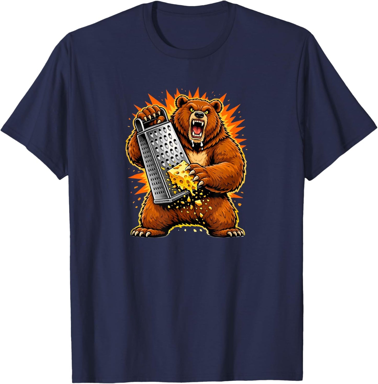 Angry Bear Grating Cheese Grater Hater T-Shirt - T-Shirt | Navy