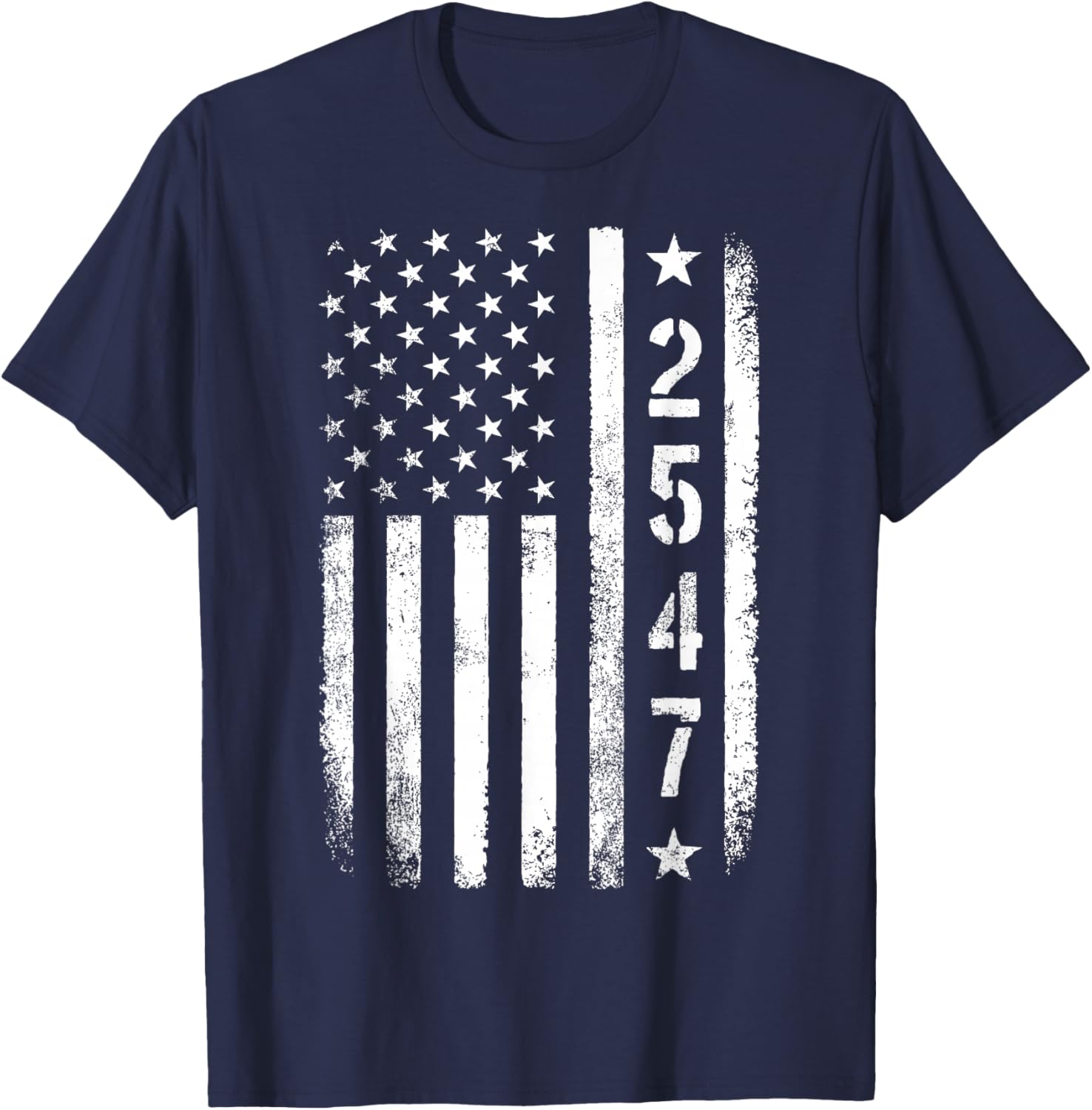 2547 Flag Patriotic T-Shirt - T-Shirt | Navy