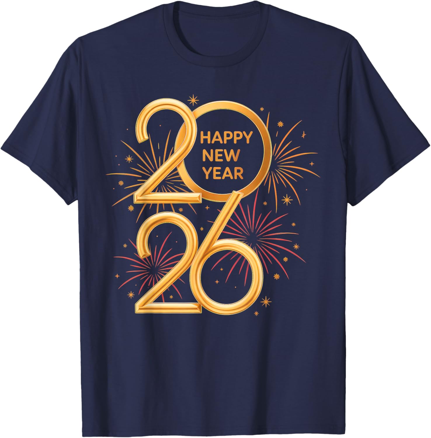 Happy New Year Party Supplies 2026 Family Matching Fireworks T-Shirt - T-Shirt | Navy