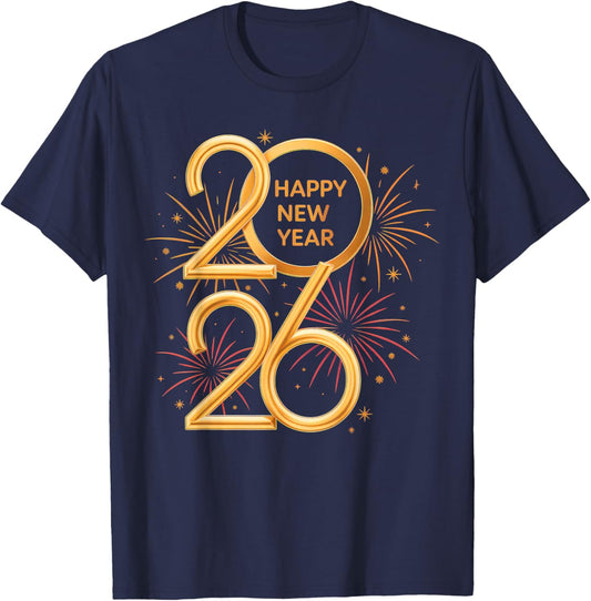 Happy New Year Party Supplies 2026 Family Matching Fireworks T-Shirt - T-Shirt | Navy