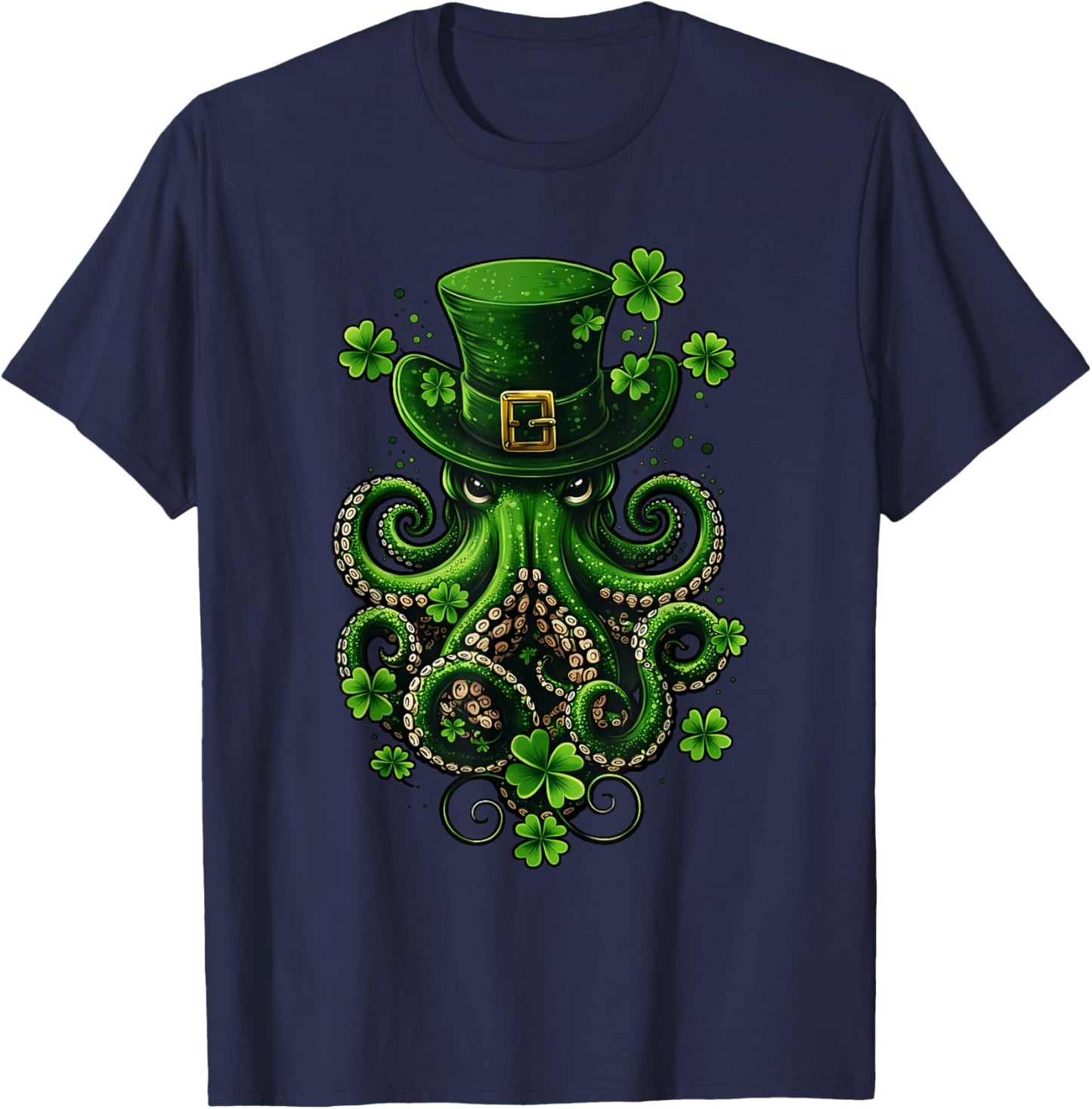 St Patricks Day Octopus Saint Pattys Paddys Men Women Kids T-Shirt - T-Shirt | Navy