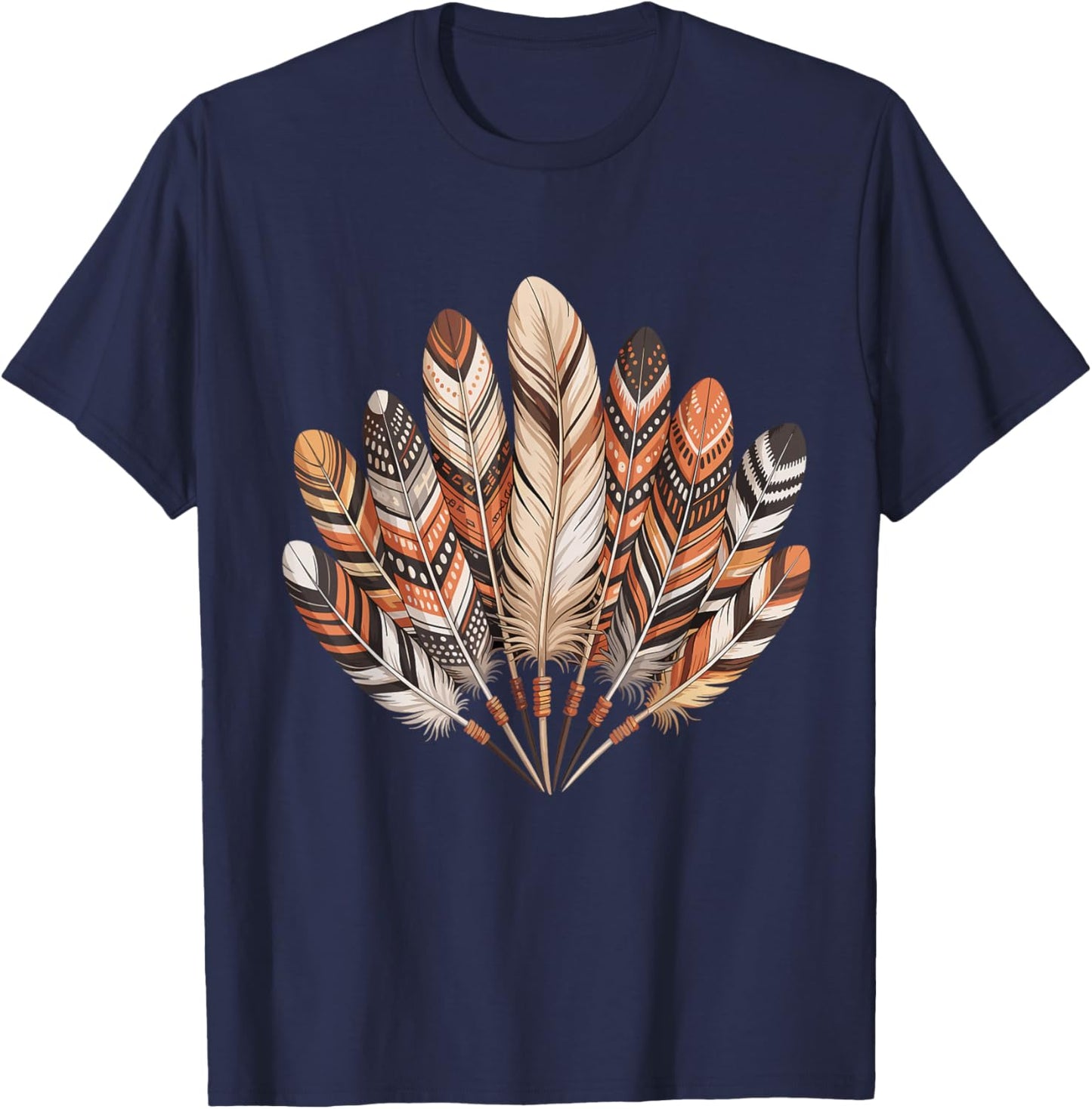 Southwest Native American Indian Tribal Colorful Feather T-Shirt - T-Shirt | Navy