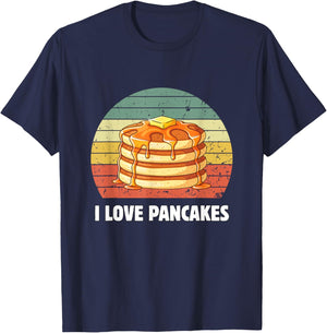 I Love Pancakes Retro Pancake Lover I Love Pancakes T-Shirt - T-Shirt | Navy