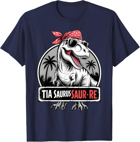 Spanish Mother's Day Tia Saurus Rex Cool Dinosaur Auntie T-Shirt - T-Shirt | Navy