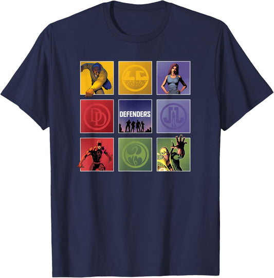 Marvel Comics The Defenders Colorful Boxed Up T-Shirt - T-Shirt | Navy