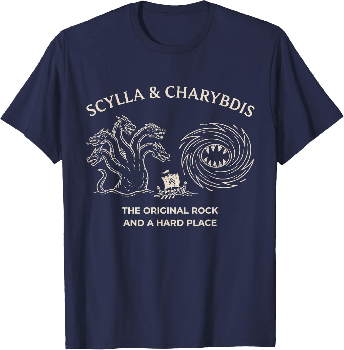 Scylla and Charybdis - The Original Rock and a Hard Place T-Shirt - T-Shirt | Navy