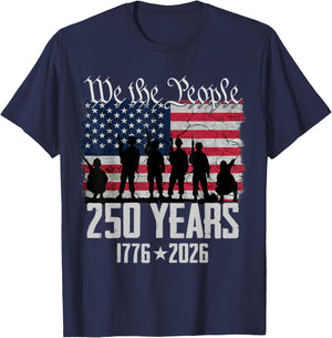 Flag Vintage 250 Years American 1776 2026 250th USA Birthday T-Shirt - T-Shirt | Navy