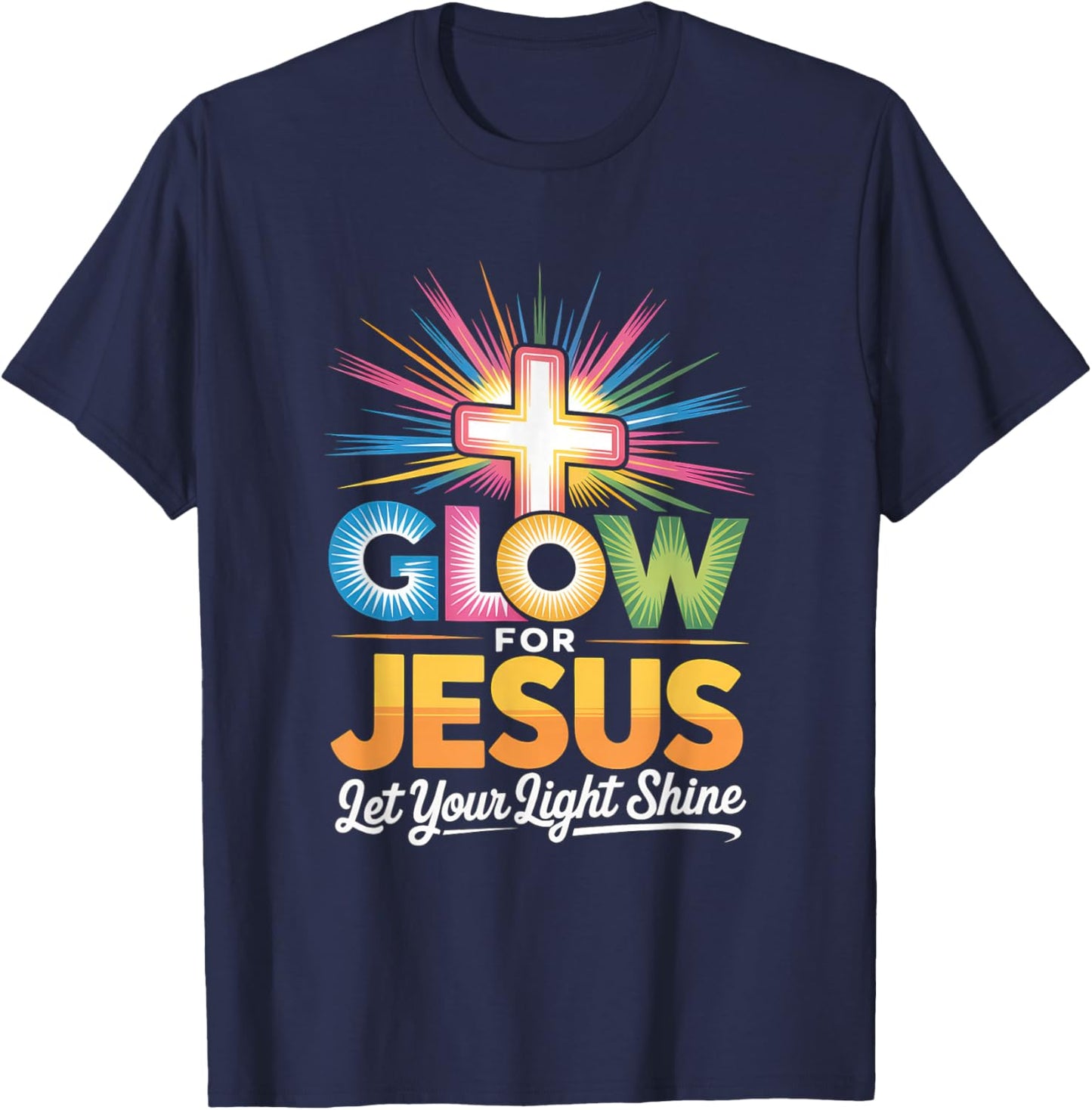 Glow for Jesus Christian Faith Lion God Christianity T-Shirt - T-Shirt | Navy