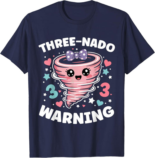 Three-Nado Tornado 3rd Birthday Funny Storm Chasing Toddler T-Shirt - T-Shirt | Navy