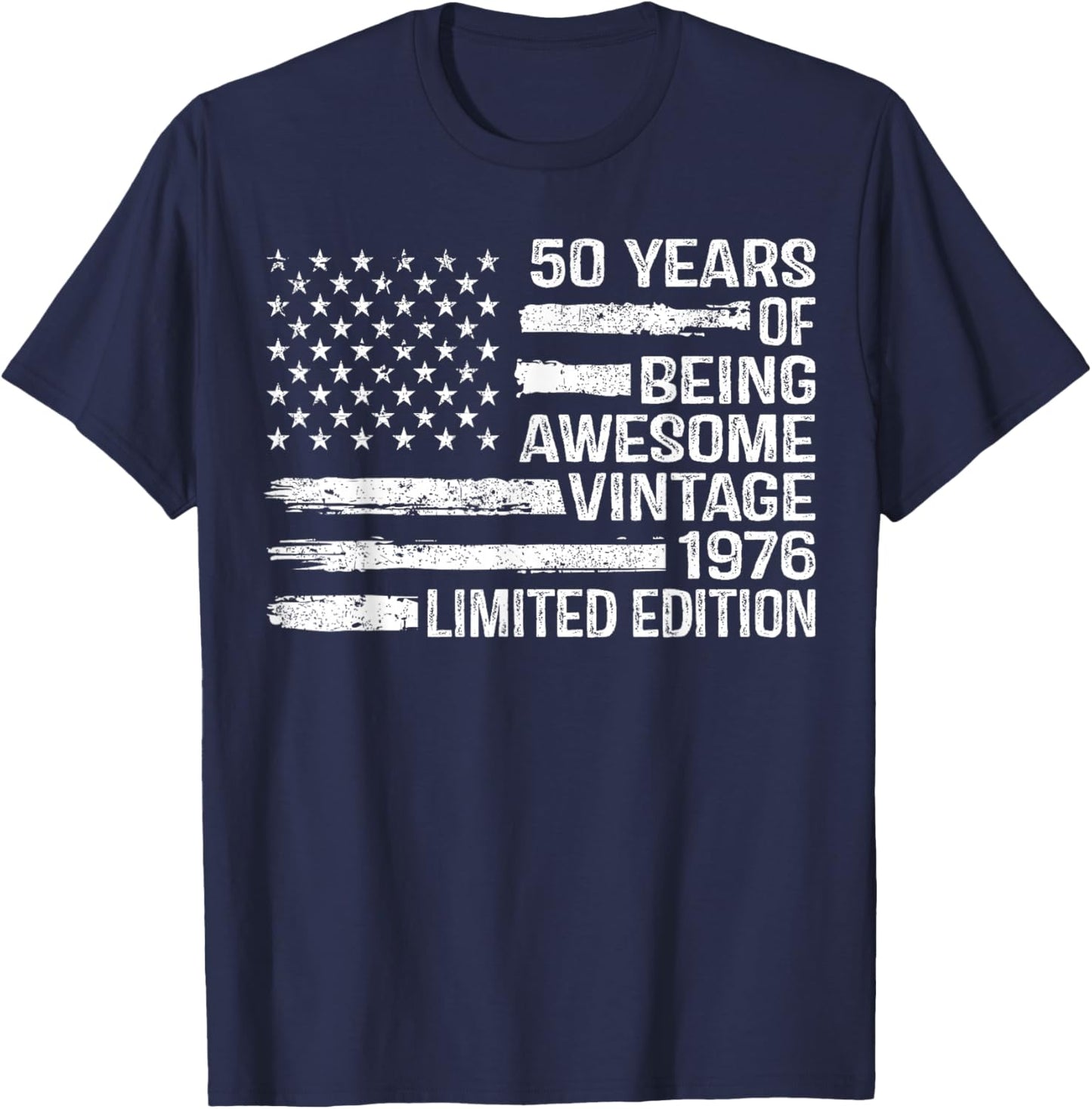 50 Years Old Birthday Vintage American Flag 50th Birthday T-Shirt - T-Shirt | Navy