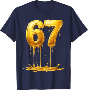 67 Meme Six Seven 6 7 Gold Drip Teens Boys Kids Dripping 67 T-Shirt - T-Shirt | Navy