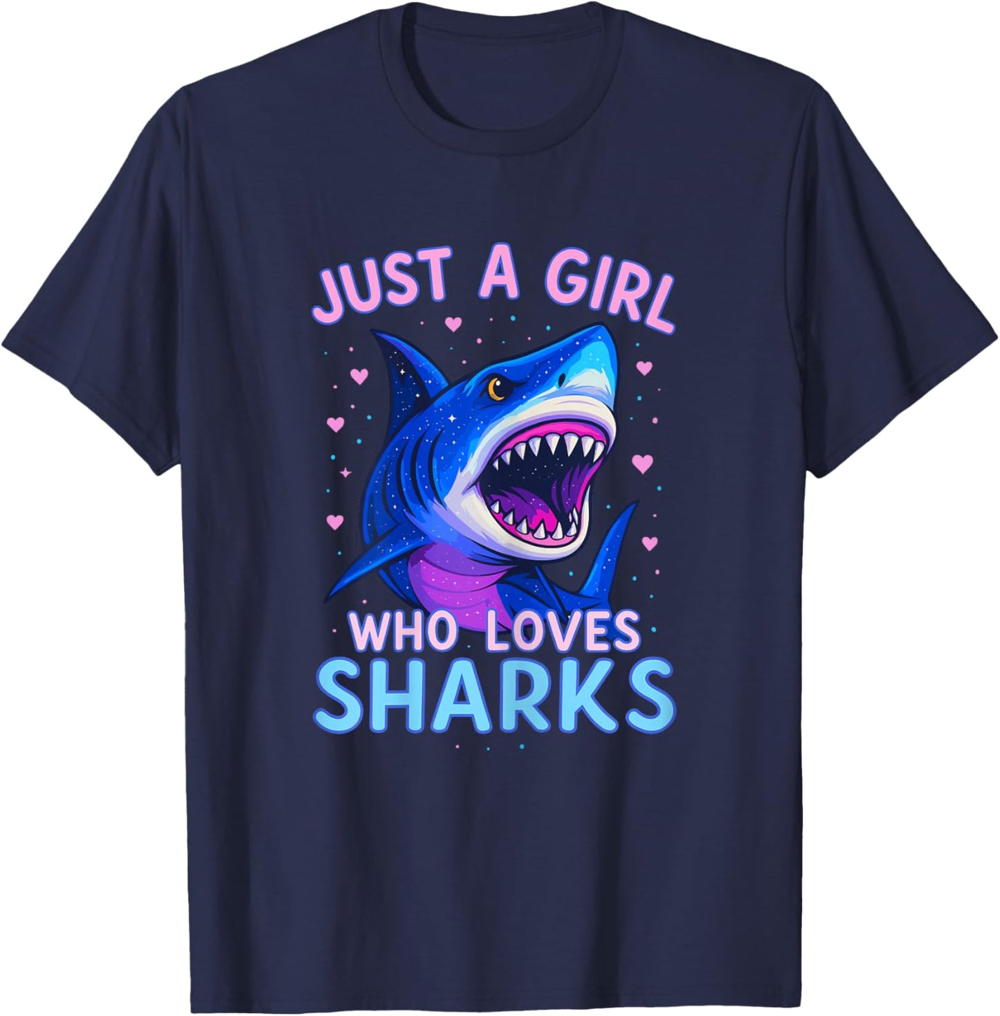 Just a Girl who Loves Sharks T-Shirt - T-Shirt | Navy