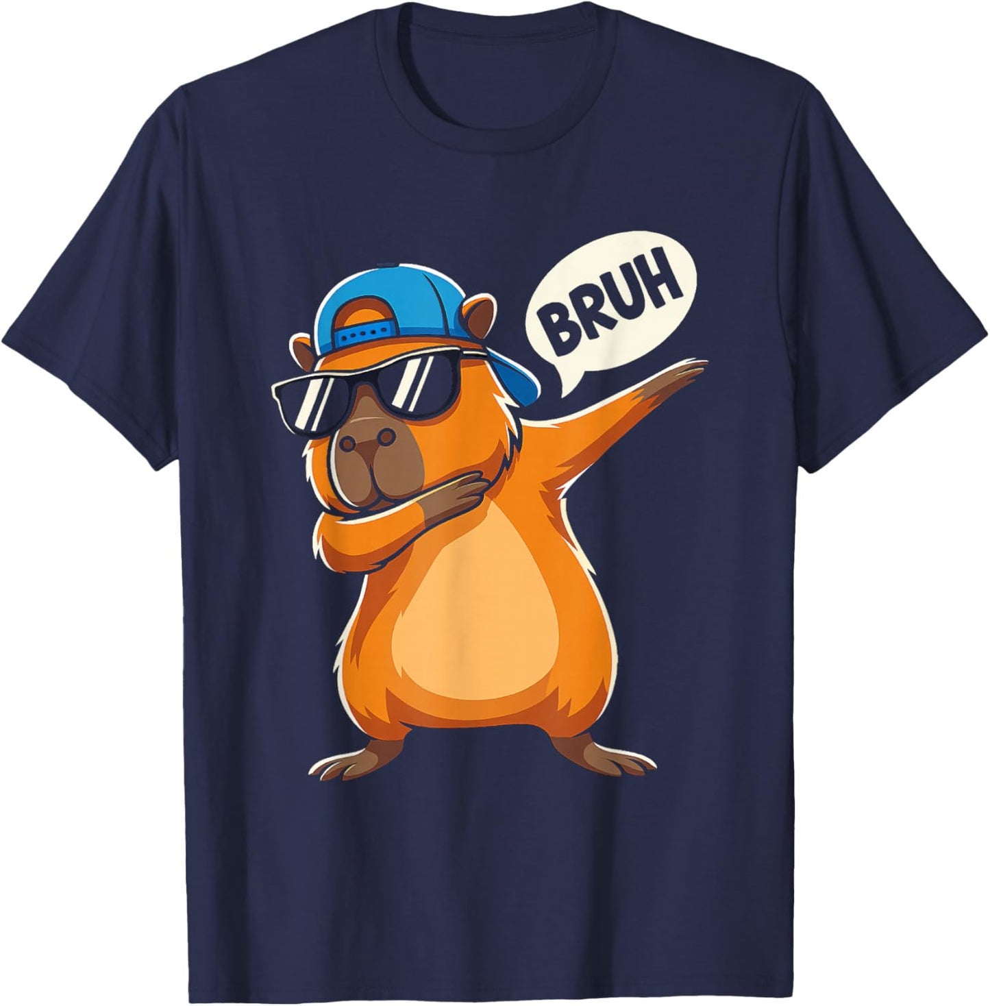 Bruh Cute Dabbing Capybara Animal Boys Men Kids T-Shirt - T-Shirt | Navy