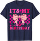 Groovy It’s My 40th Birthday Coquette Bow Girls T-Shirt - T-Shirt | Navy