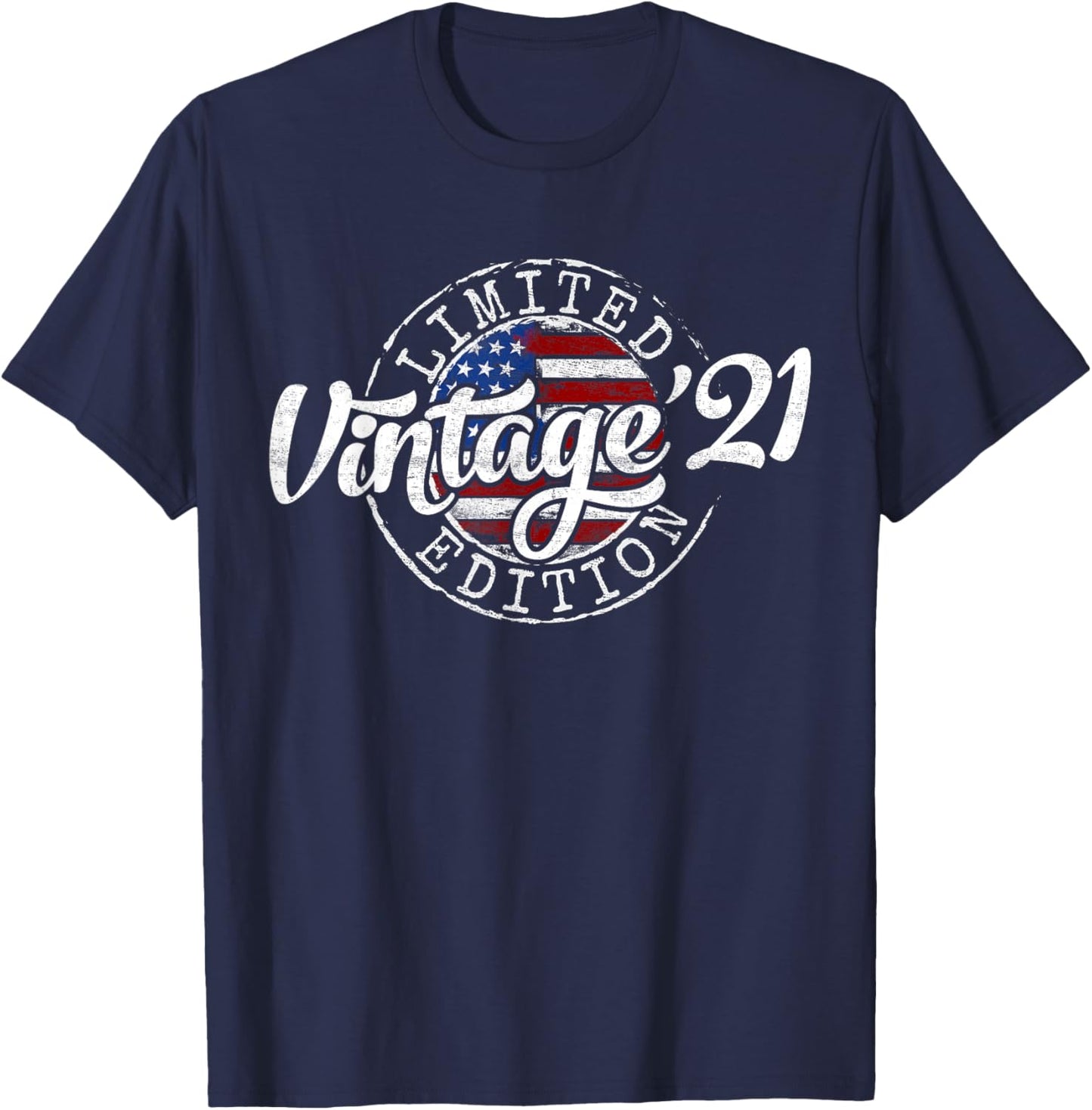 Vintage 2021 Stamp 5th Birthday Gift Boy Girl 5 Year Old T-Shirt - T-Shirt | Navy