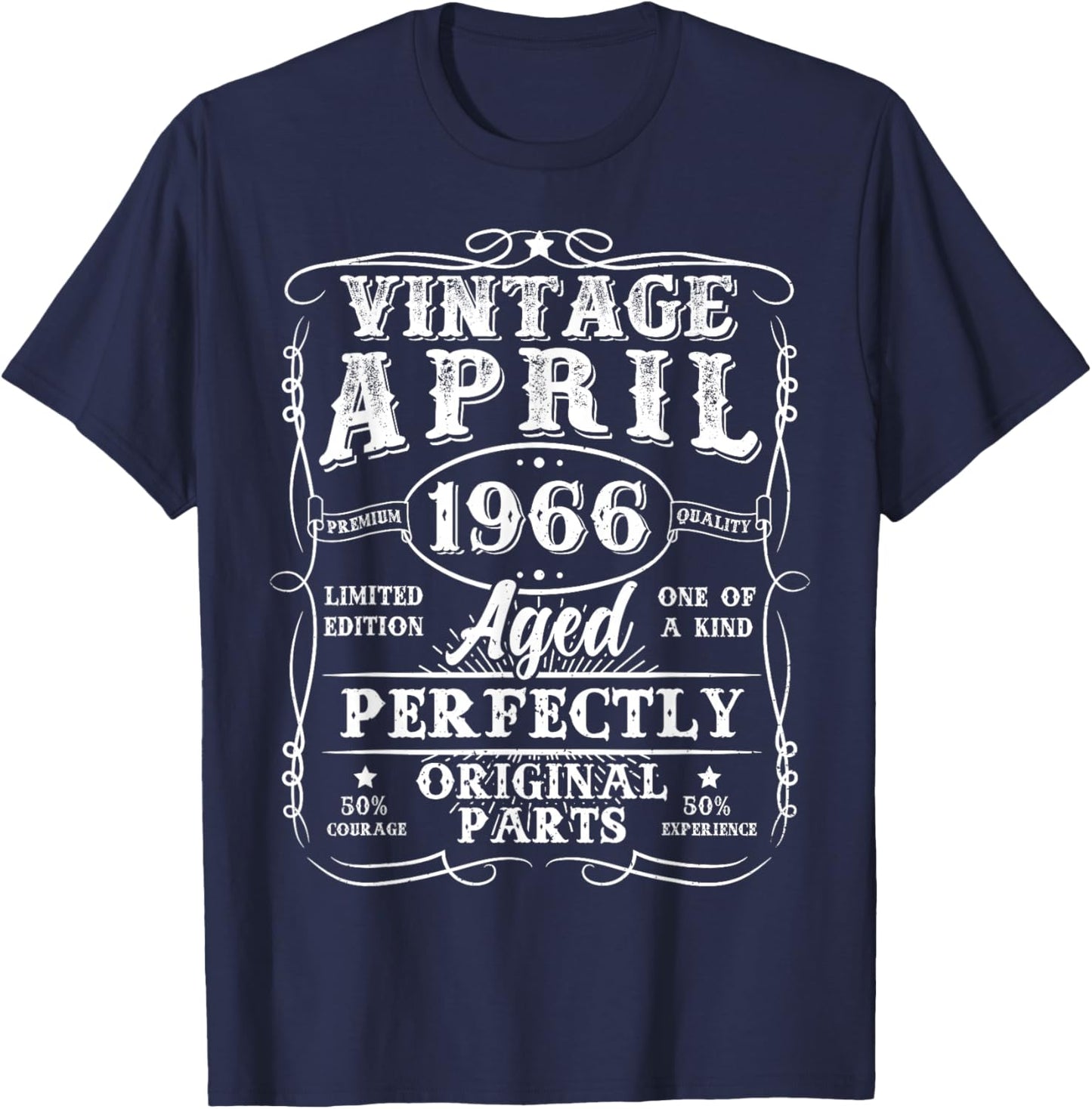 Retro 60 Year Old April 1966 Vintage 60th Birthday Men Dad T-Shirt - T-Shirt | Navy