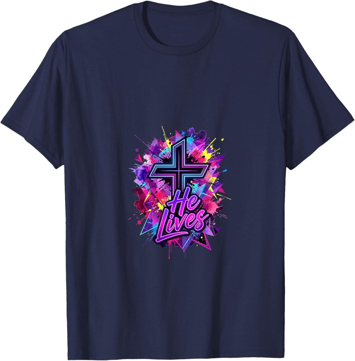Women's Christian - He is Risen and Still Lives! Religious Easter V-Neck T-Shirt - T-Shirt | Navy