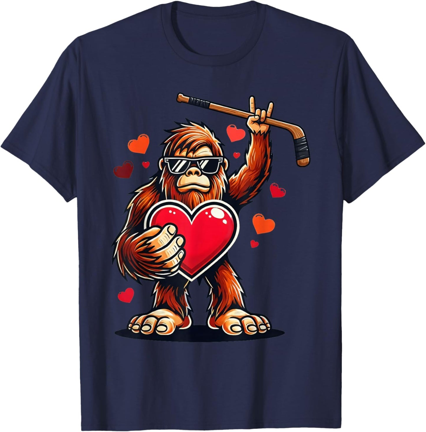 Ice Hockey Valentine 67 Six Seven Bigfoot Funny Heart Boys T-Shirt - T-Shirt | Navy