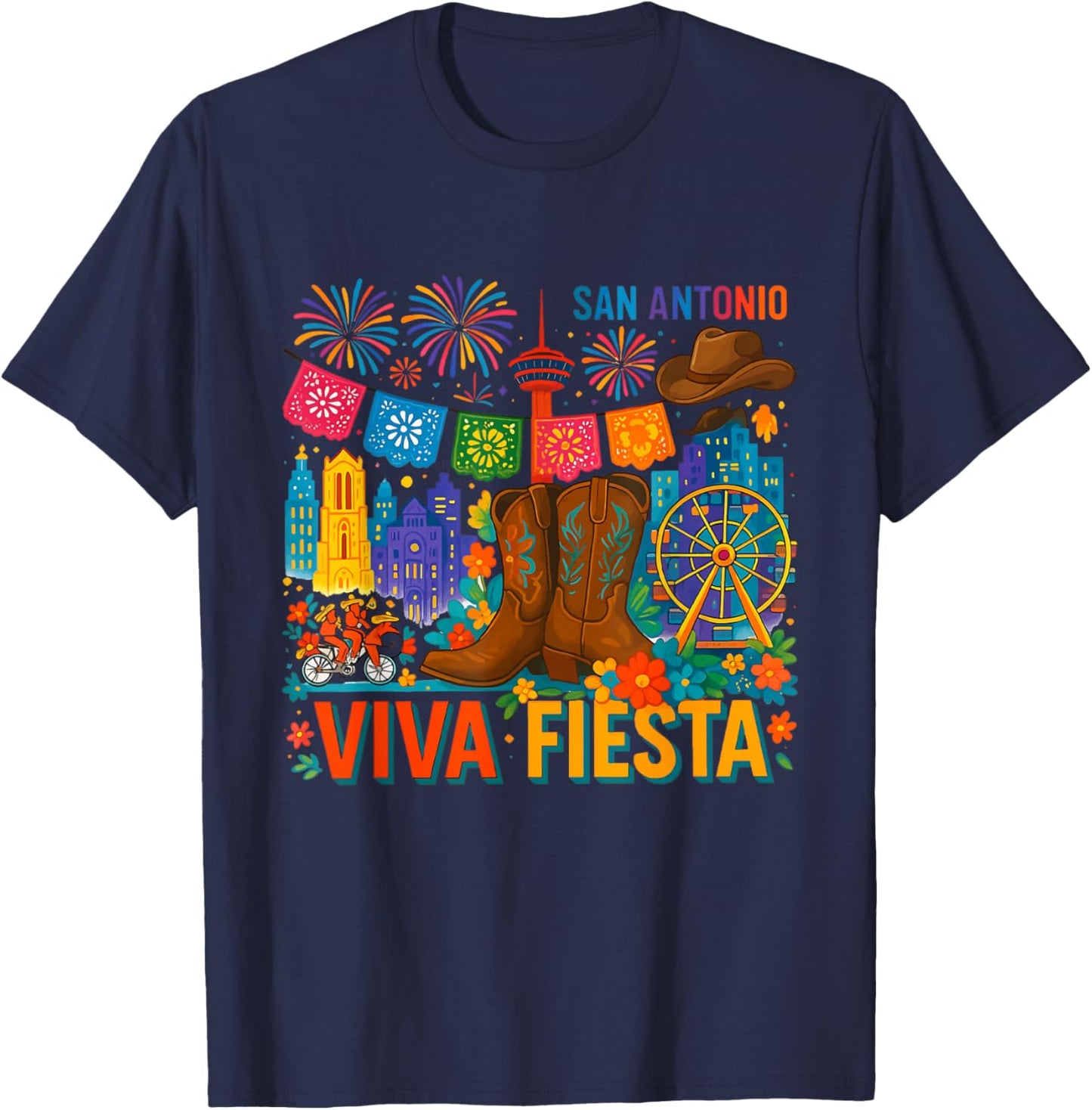 Funny Cinco De Mayo Viva Fiesta San Antonio Mexican Party T-Shirt - T-Shirt | Navy