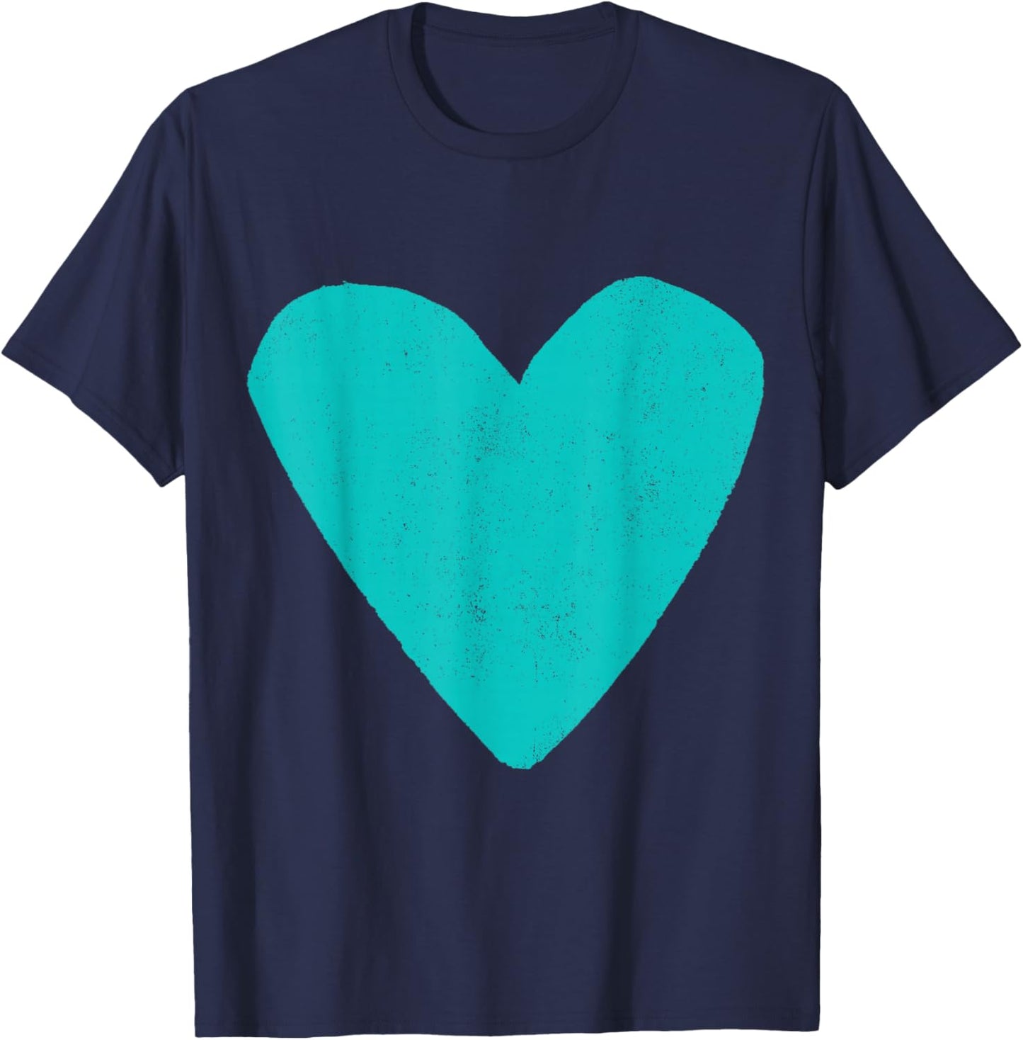 Love Heart Teal Turquoise Color Purple T-Shirt - T-Shirt | Navy