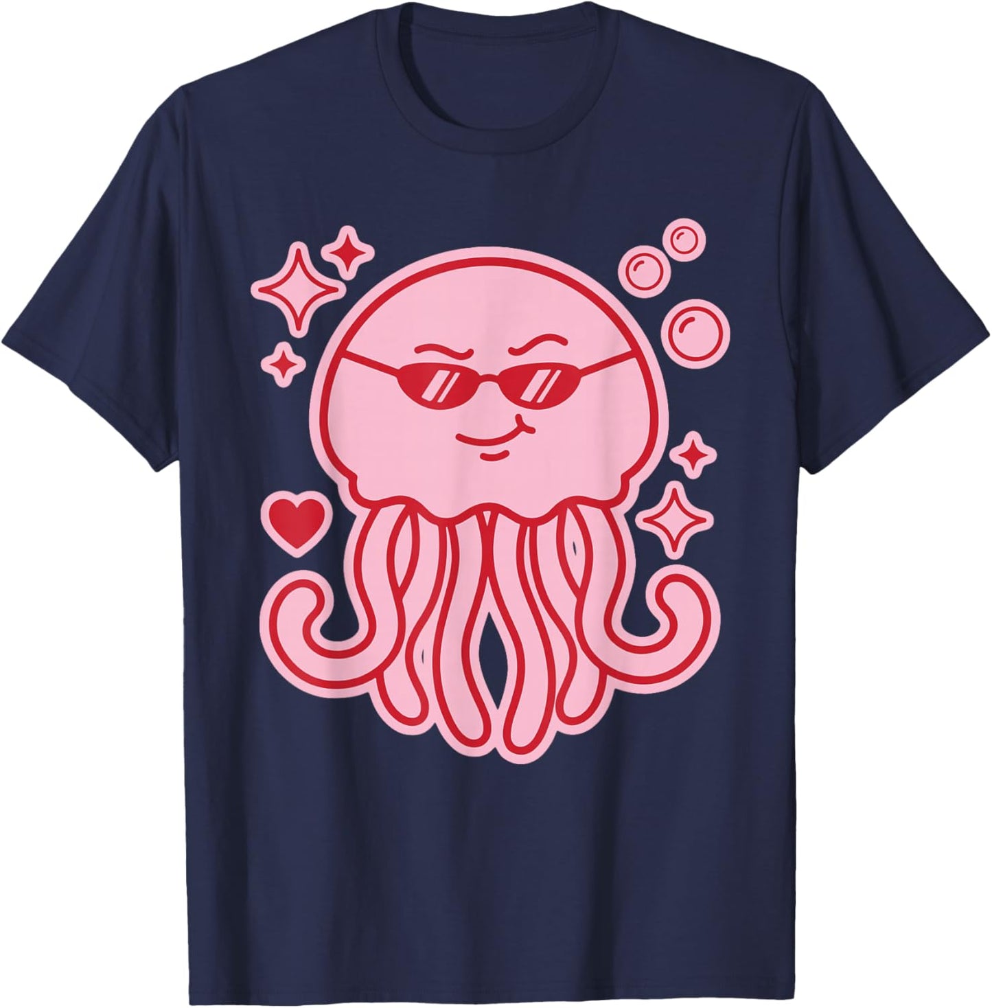 Y2K Cute Kawaii Pink Jellyfish T-Shirt - T-Shirt | Navy