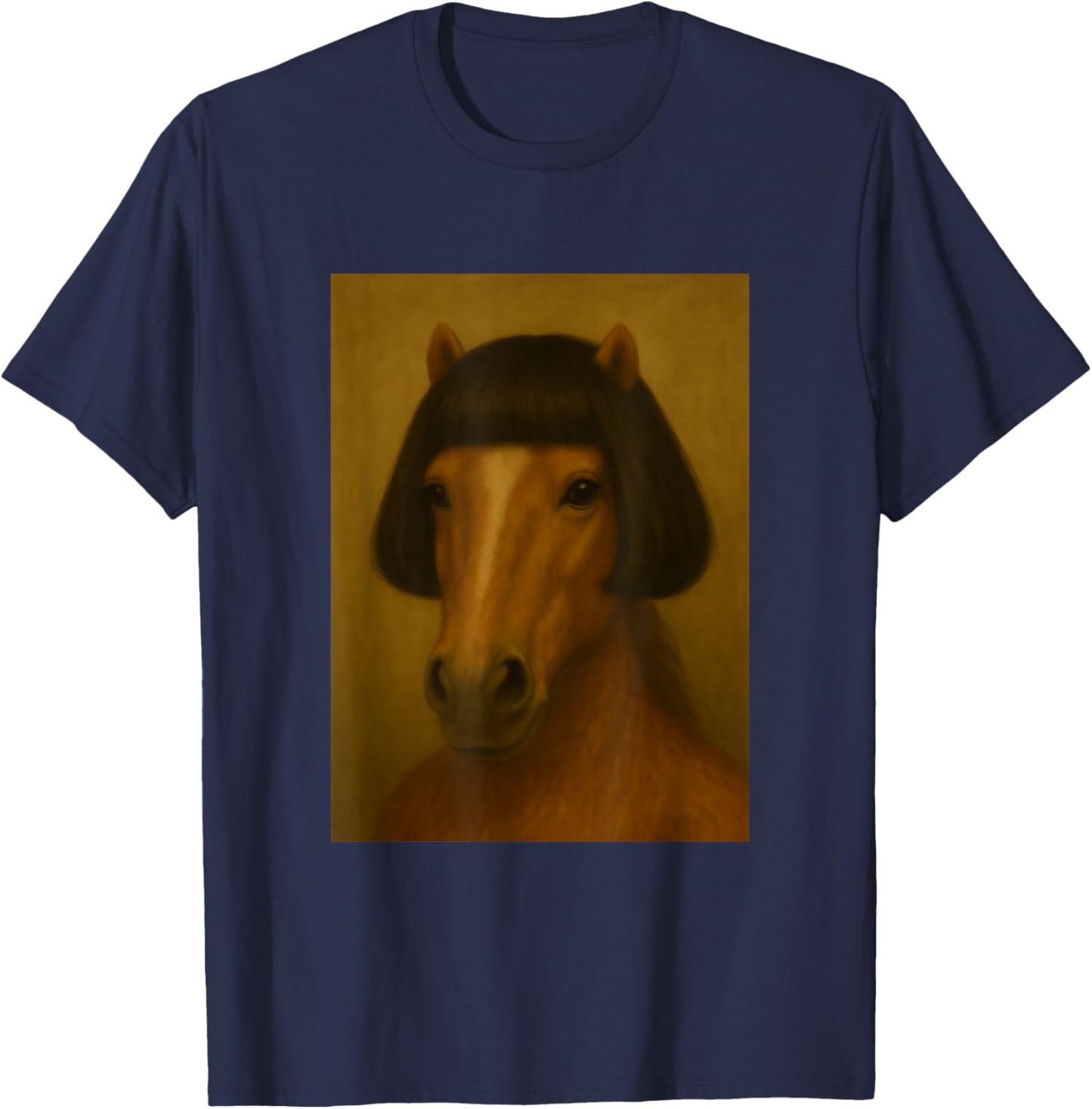 Funny Horse Bob Haircut Viral Meme T-Shirt - T-Shirt | Navy
