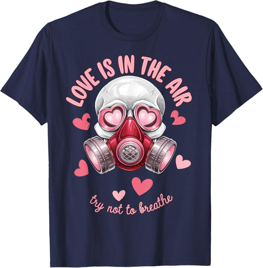 Valentine Skull Gas Mask Love Romance T-Shirt - T-Shirt | Navy