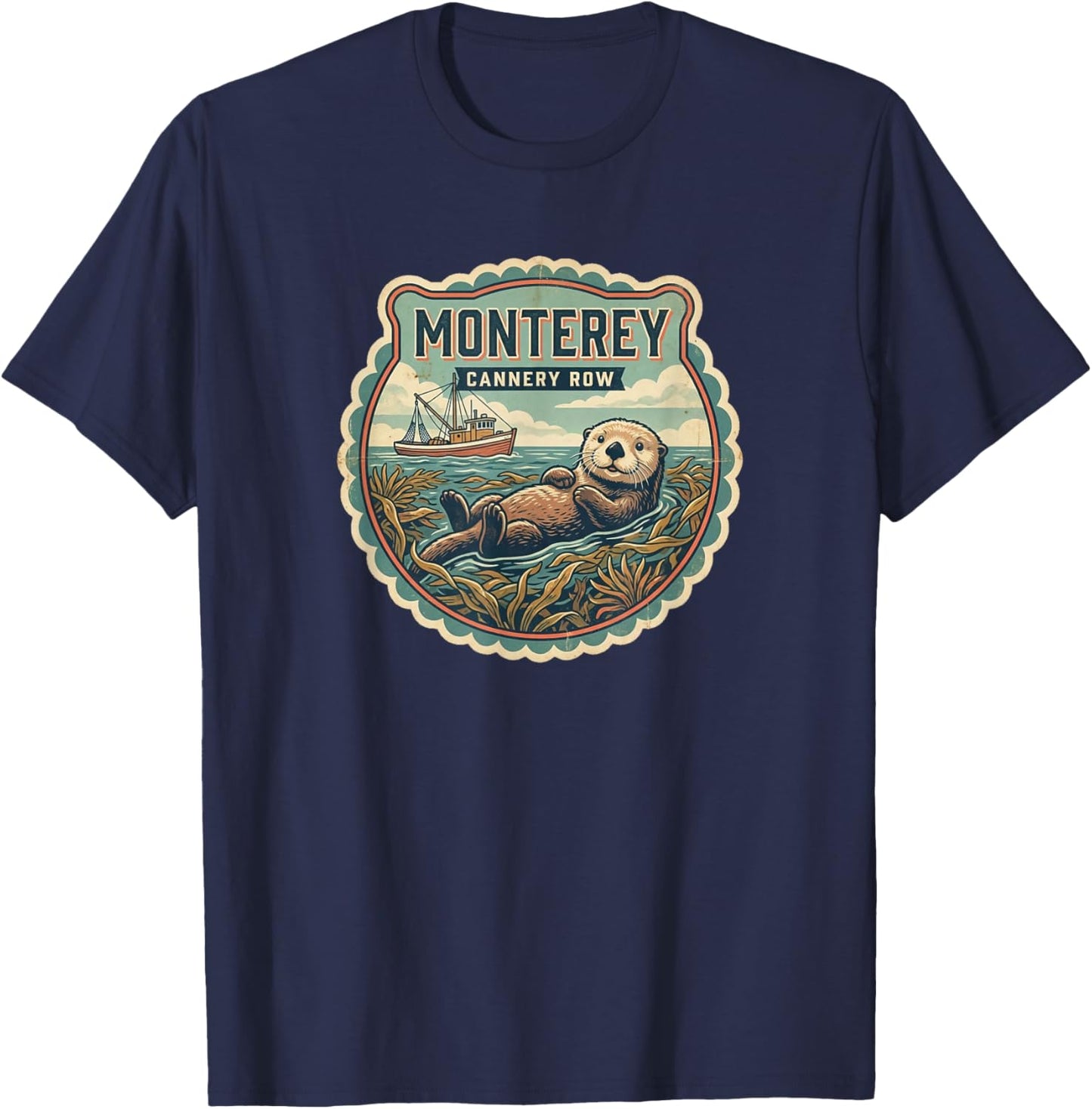 Monterey, California, Retro T-Shirt - T-Shirt | Navy
