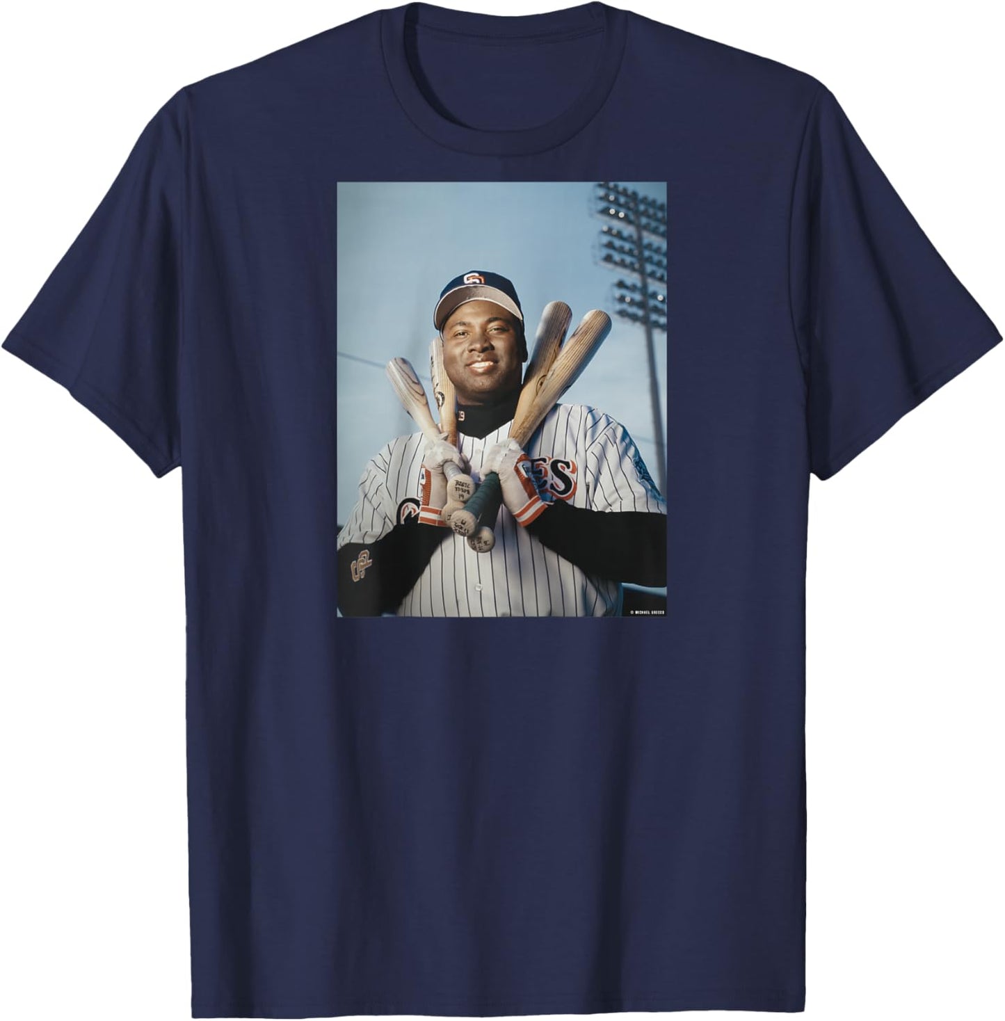 Tony Gwynn Fielder San Diego Mr Padres by Michael Grecco Raglan Baseball T-Shirt - T-Shirt | Navy