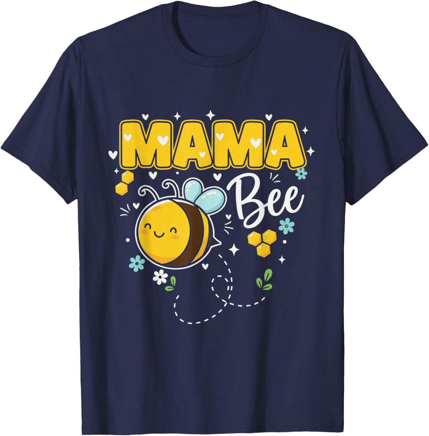Mama Bee Cute Beekeeping Birthday Party Matching Family T-Shirt - T-Shirt | Navy
