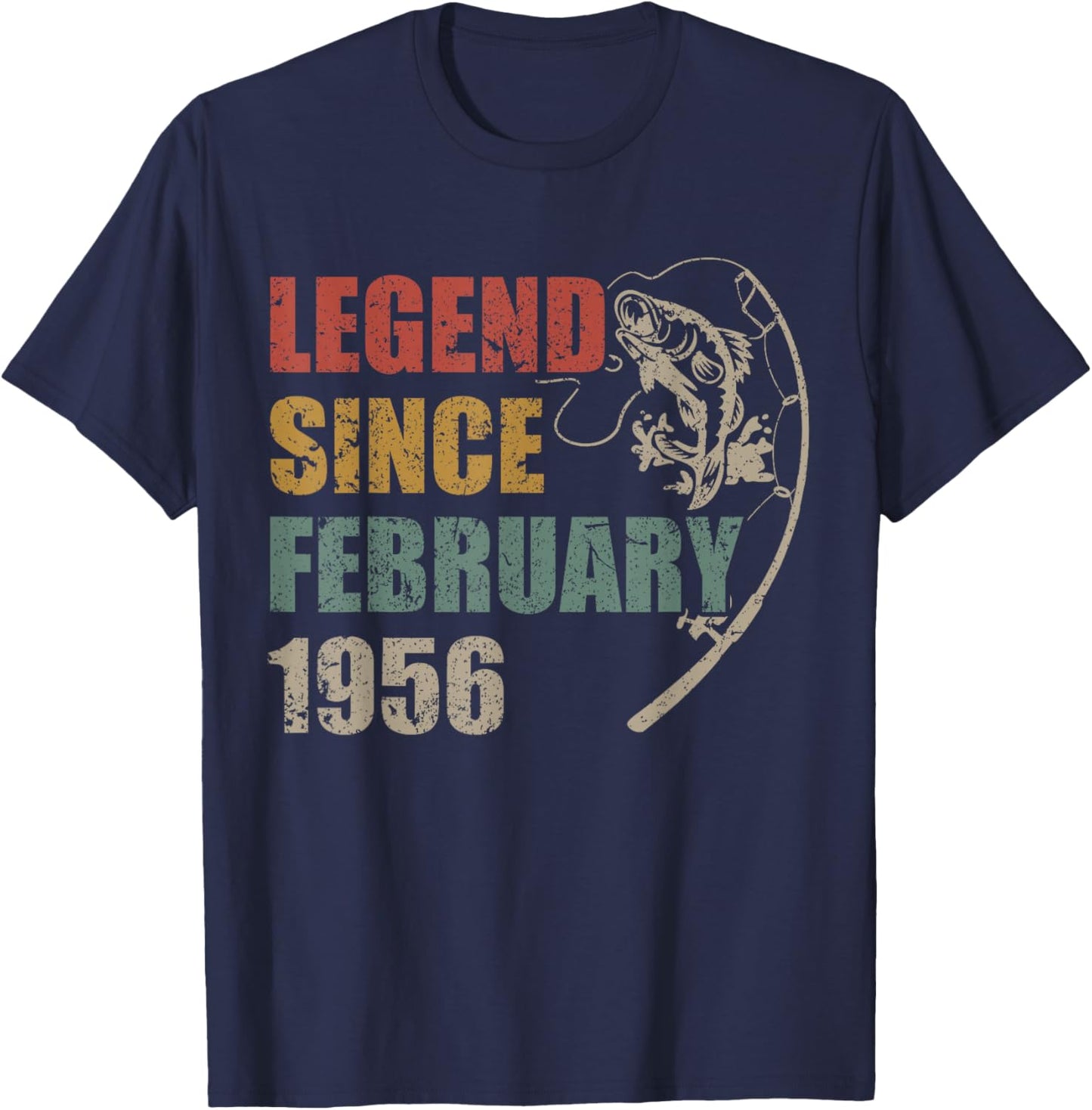 Legend Since February 1956 Fishing 70th Birthday Fisherman T-Shirt - T-Shirt | Navy