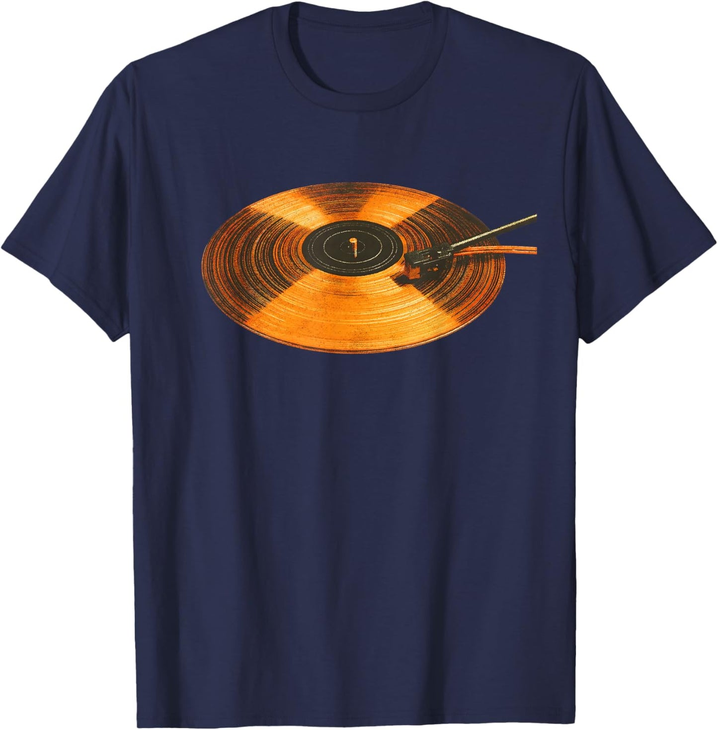 Spinning Vinyl Record Design for Music Lovers and DJs T-Shirt - T-Shirt | Navy