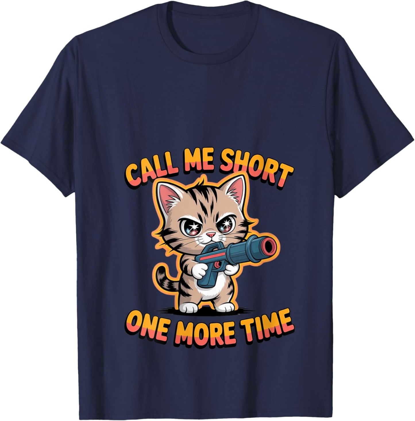 Women's Call Me Short Ones More Times Funny Cat V-Neck T-Shirt - T-Shirt | Navy