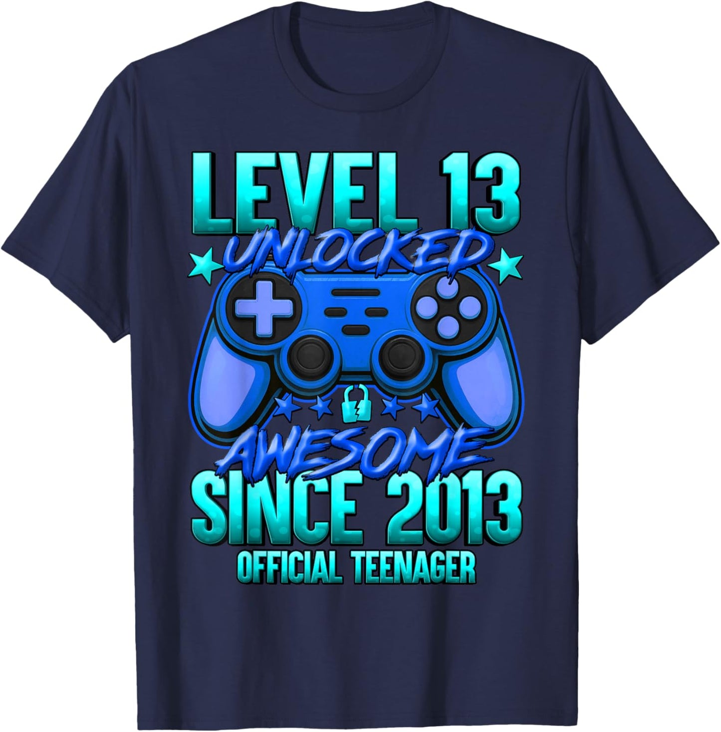 Official Teenager Level 13 Unlocked Boys 13th Birthday Boy T-Shirt - T-Shirt | Navy