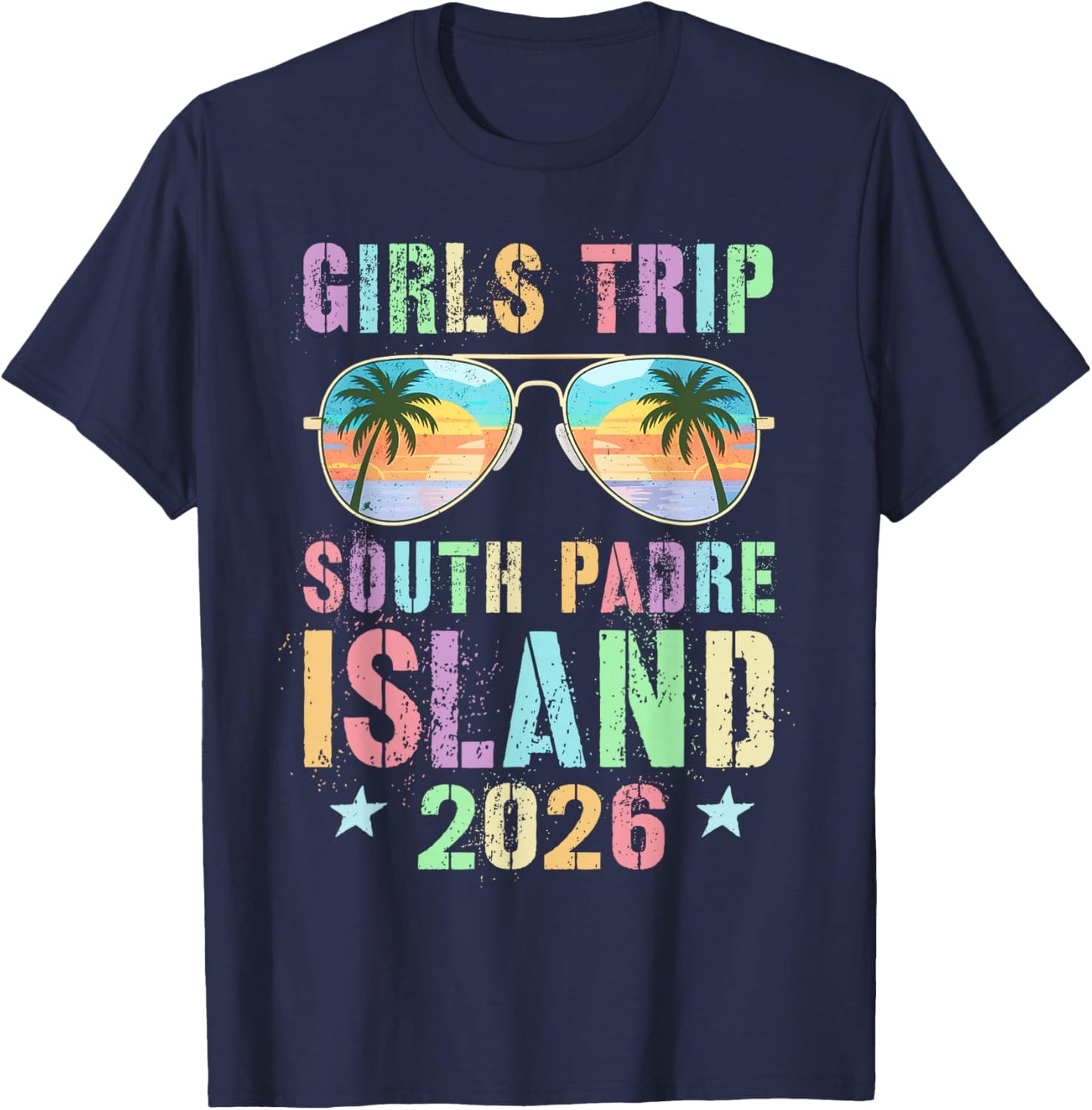 Vintage Girls Trip South Padre Island 2026 Travel Holiday T-Shirt - T-Shirt | Navy