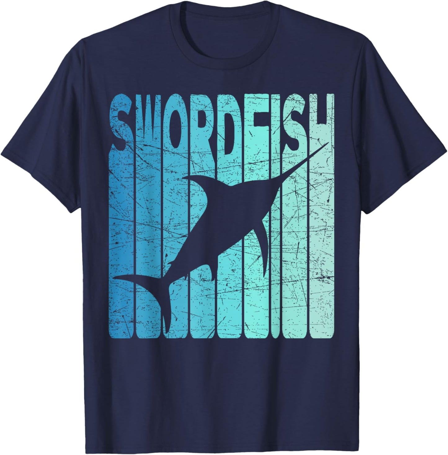 Swordfish Vintage Swordfish Fishing Retro Seafood T-Shirt - T-Shirt | Navy
