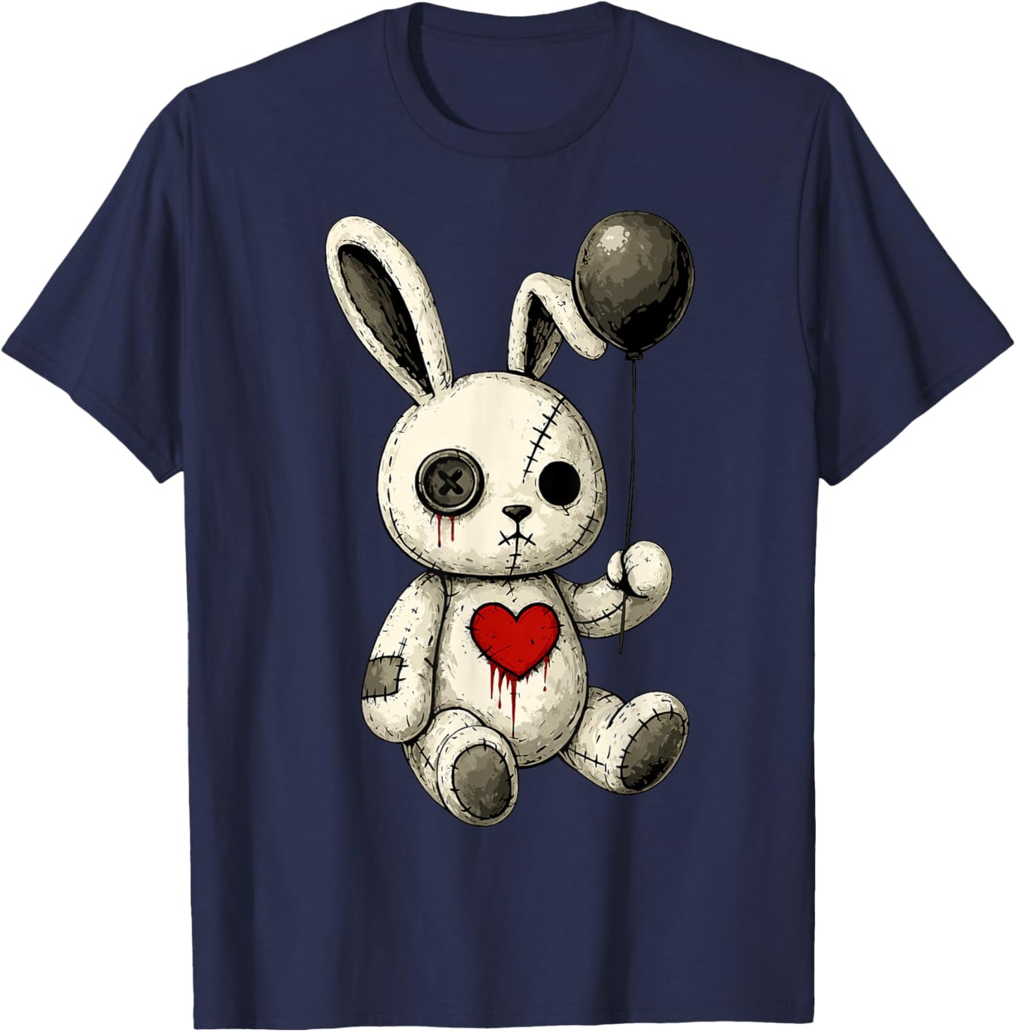 Creepy Cute Bunny Voodoo Doll Pastel Goth Horror Lover T-Shirt - T-Shirt | Navy