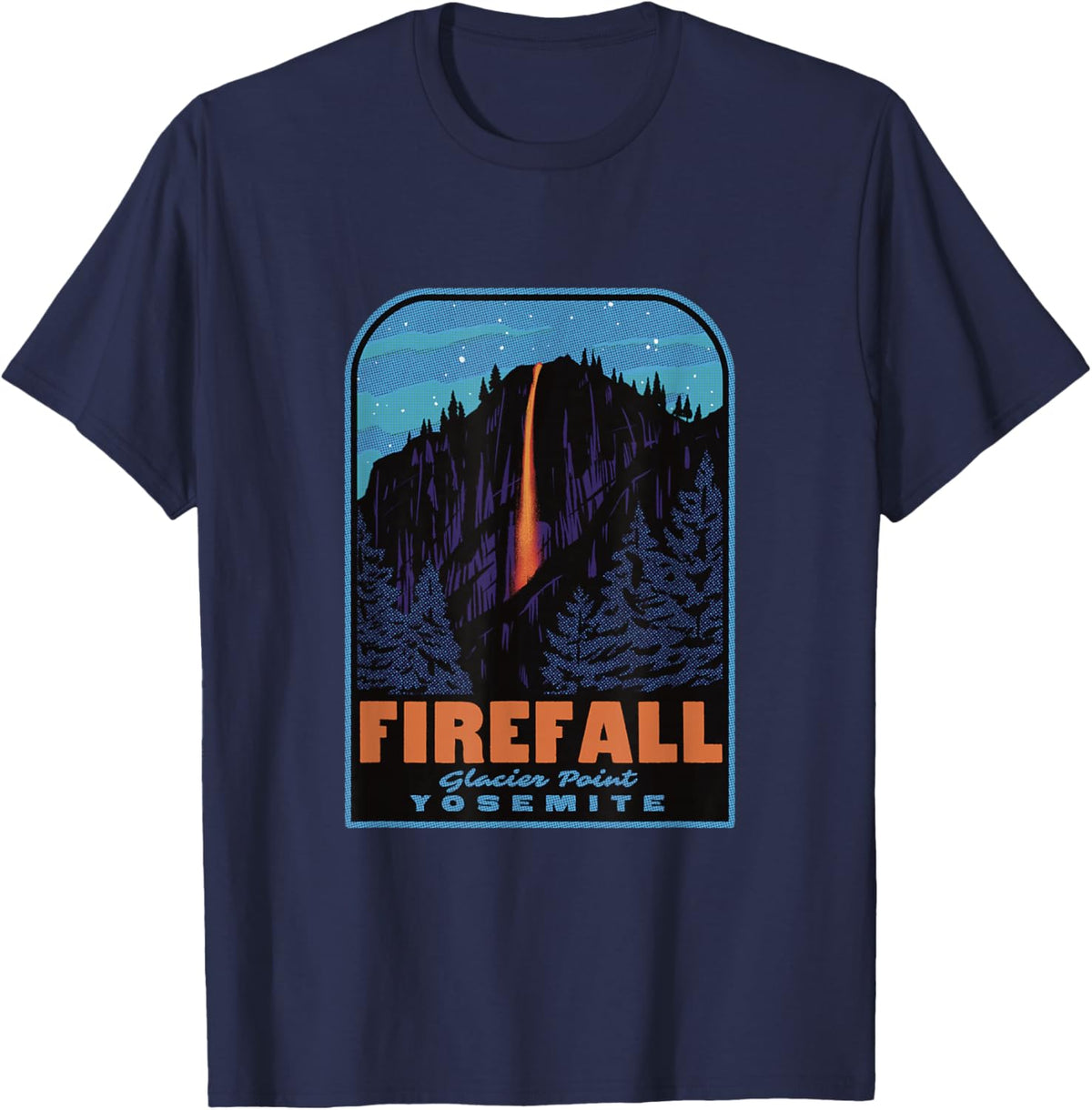 Historic Yosemite Firefall Glacier Point T-Shirt - T-Shirt | Navy