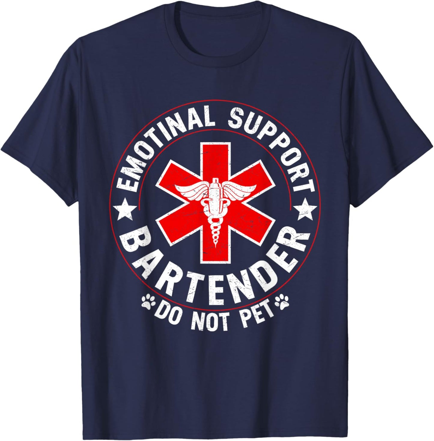 Emotional Support Bartender Do Not Pet T-Shirt - T-Shirt | Navy